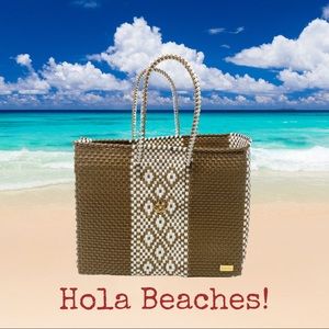 NWOT Lola's Bag-Gold & White Tote Bag--Small